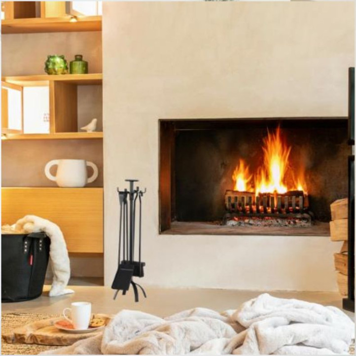 Serviteur Cheminée Le Marquier Basic Trépied Noir | 4 outils