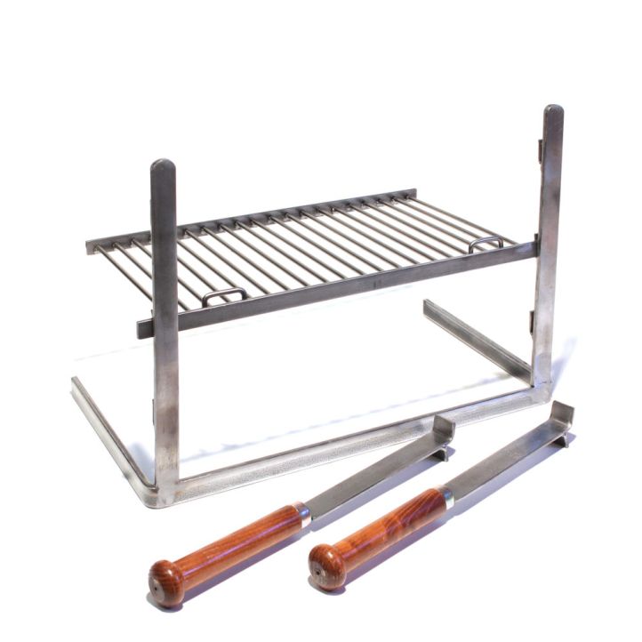 Ensemble grille barbecue de cheminée 3 étages 60 cm